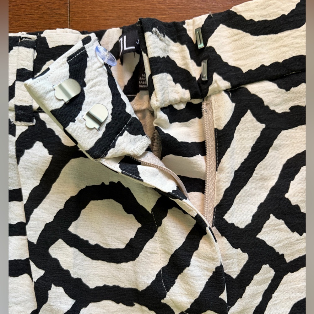 Jules & Leopold Black & White Geometric Wide-Leg Cropped Pants Size XS - Picture 2 of 3